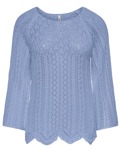 Only - ONLNola Loose O-Neck Strik - Light Blue